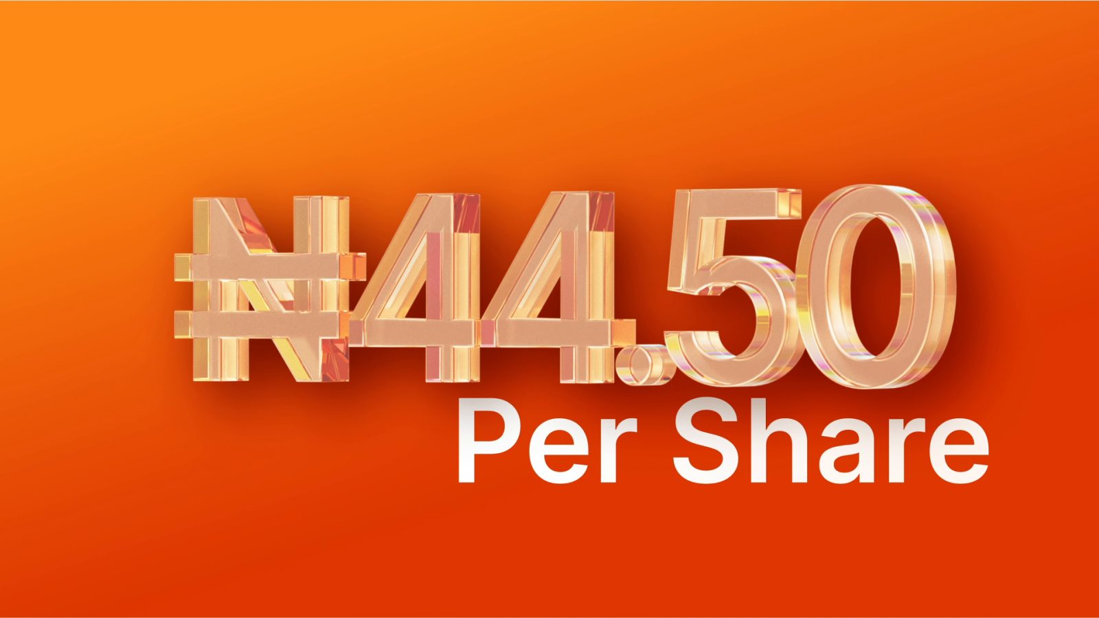 Dimensional glass type reading ₦44.50 per share